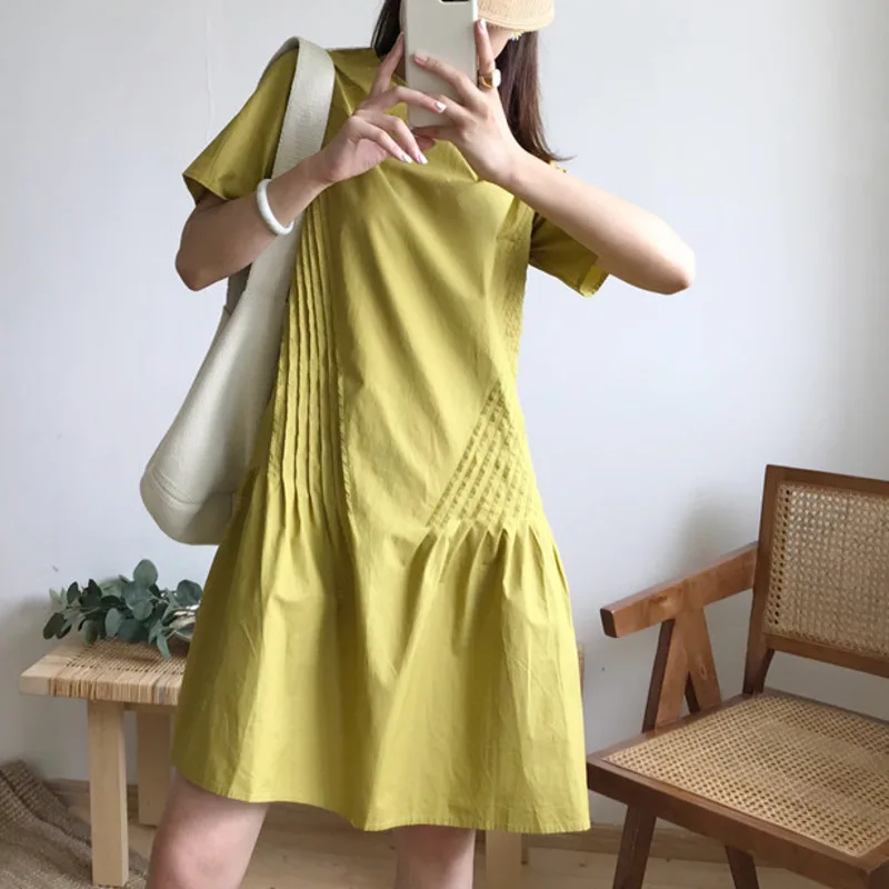 Женское платье LANMREM повседневное свободное большого размера с плиссировкой TC380 лето 2020|Женские платья| |