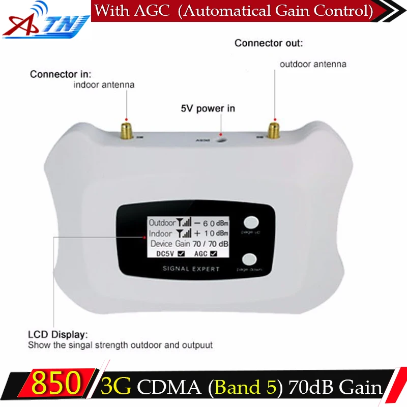 Hot !!ALC 75dB 850MHz Repeater 3G GSM CDMA 850mhz Mobile signal Booster UMTS LTE Cell Phone Signal Repetidor Amplifier | Мобильные