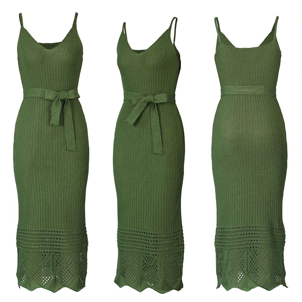 Женское Бандажное платье зеленое/желтое облегающее трикотажное с треугольным