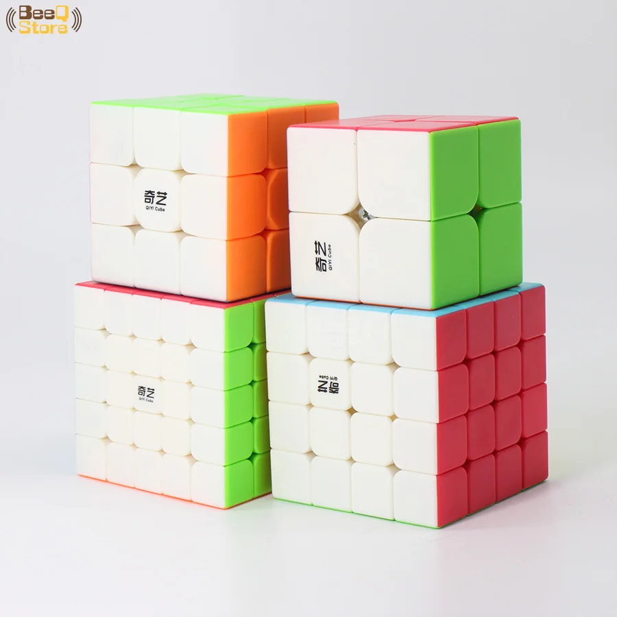 4 cubes-Stickerless Qiyi 2x2/oneplus 3/OnePlus x 3 4x4 5x5, волшебный куб, QiyuanS QizhengS Скорость куб, головоломка, WarriorW Qidi черный Stickerless 3 шт. 4 шт./компл. развивающая игрушка - Цвет: 4 cubes-Stickerless