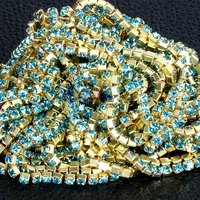 ss681012 10m all size aquamarine rhinestone cupchain crystal and plated golden base use for garment accessories wedding dress
