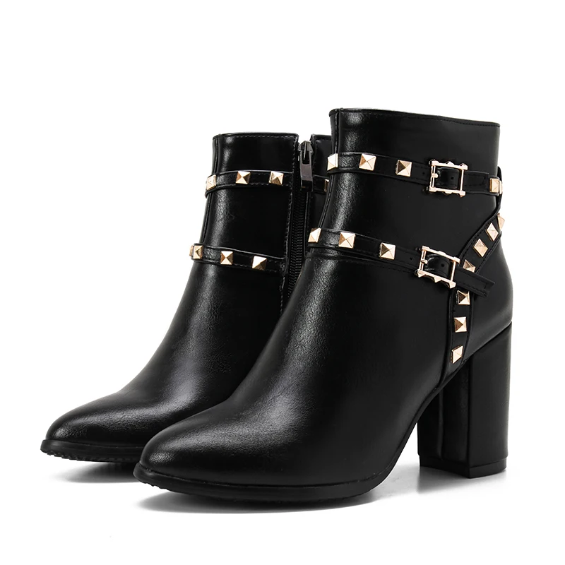 2018 Новое поступление Модные женские ботильоны на высоком квадратном каблуке с