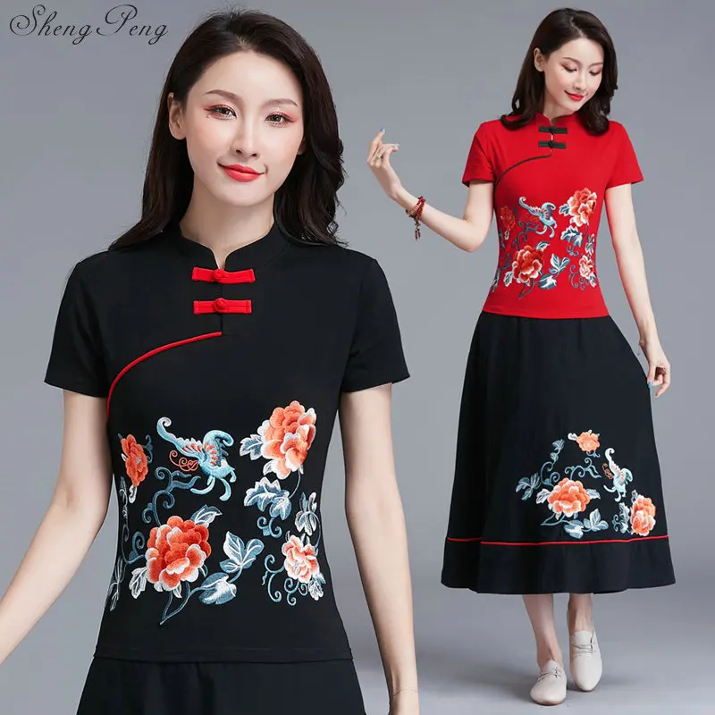 Китайская одежда топы традиционный стиль в стиле Ципао летние короткие