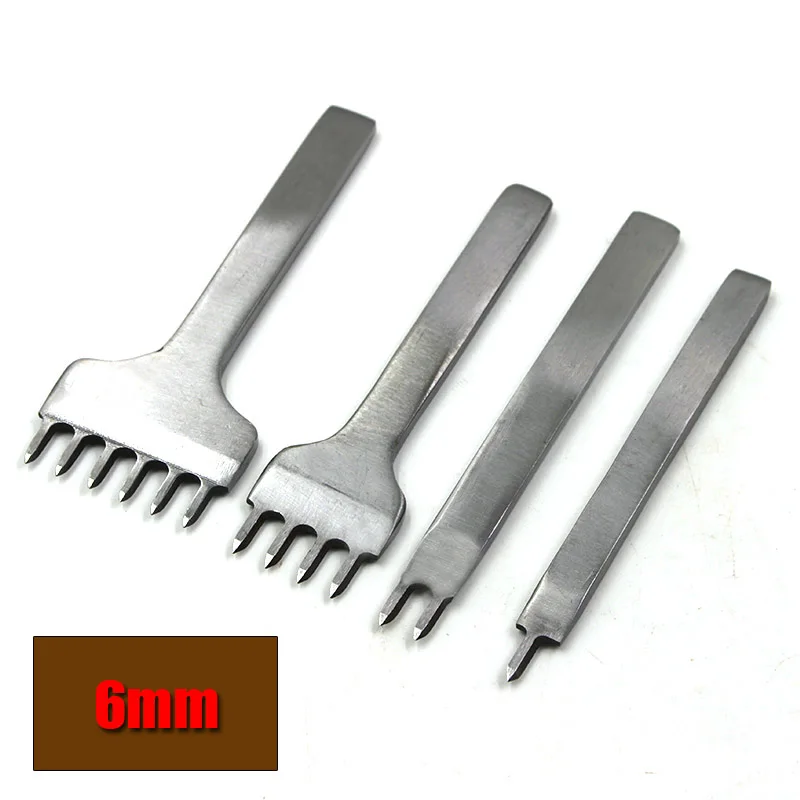 6mm leather Punch 4 шт./компл. 3/4/5/6 мм, Фурнитура для бижутерии, зубец Кожа ремесло пробиваемого отверстия инструмент прострочка кожи швейные Пуансоны 1+ 2+ 4+ 6 зубцами Leathercraft инструменты - Цвет: 6mm leather Punch