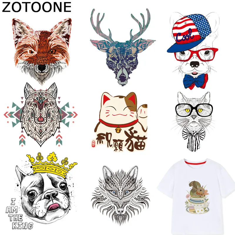 ZOTOONE Симпатичные нашивки с животными кошка собака наклейки для одежды футболка