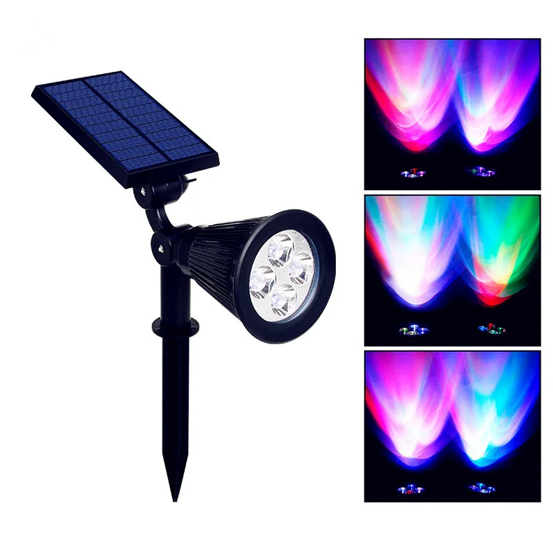 RGB LED Солнечный газон свет 4 светодиода на солнечной энергии Водонепроницаемый