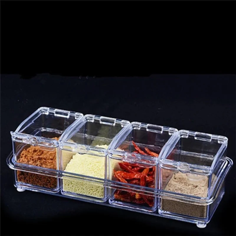 QuickDone 4 вкусами прозрачный PS набор для приправ приправы коробка сахар перец миска