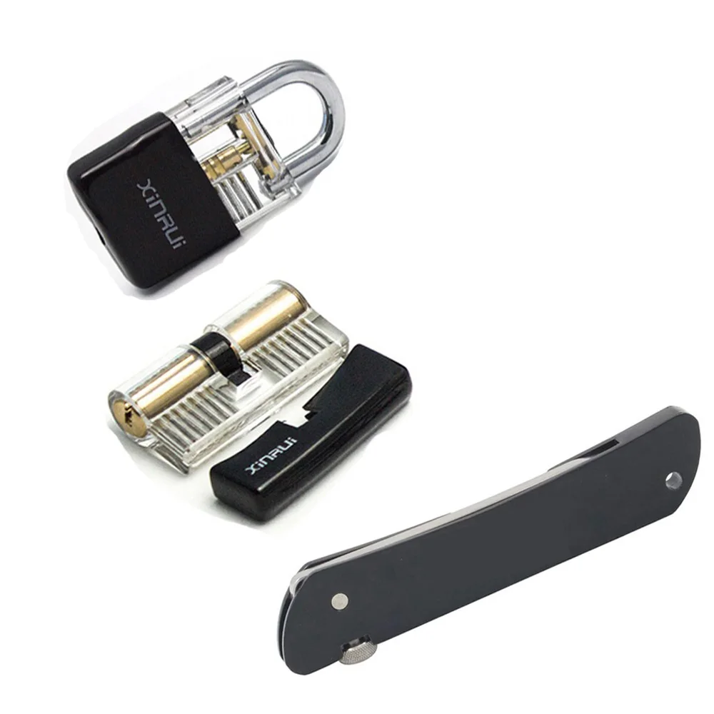 black tool 2 locks Слесарный набор инструментов, 2 шт прозрачный замок с черной крышкой, 6 в 1 набор инструментов для тренировок мужчин - Цвет: black tool 2 locks