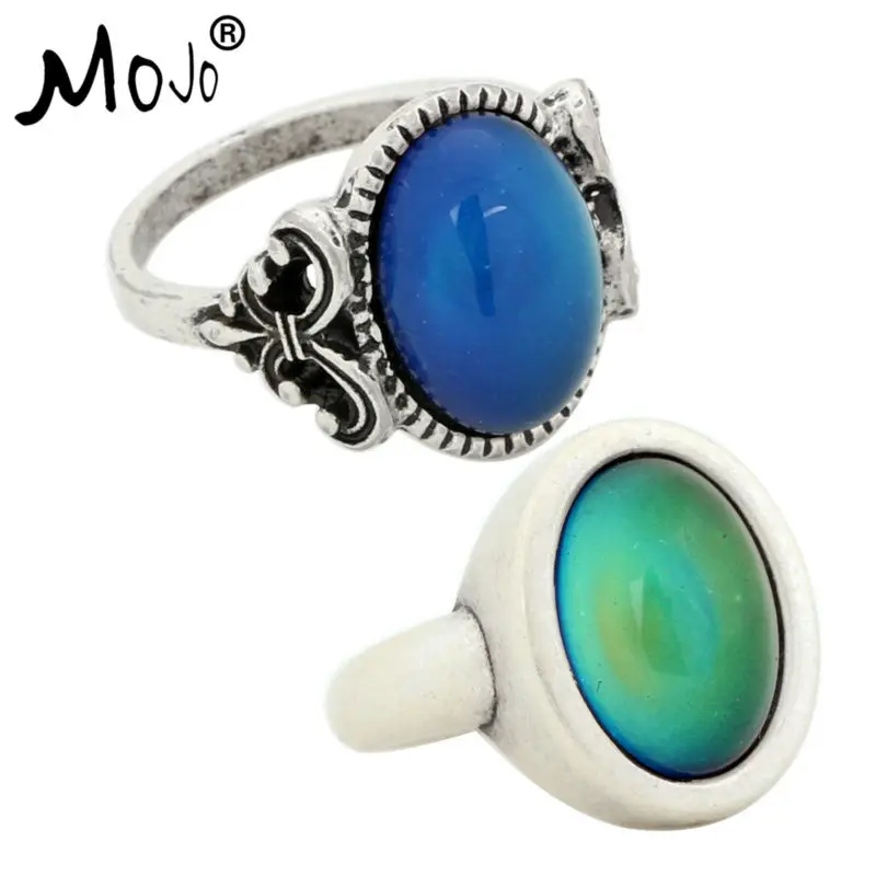 2 шт. винтажное богемное ретро кольцо с изменяющимся цветом настроения