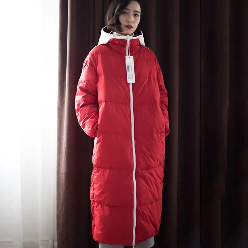 Пуховик женский зимний красный длинный с капюшоном 2019|Женские пуховики| |