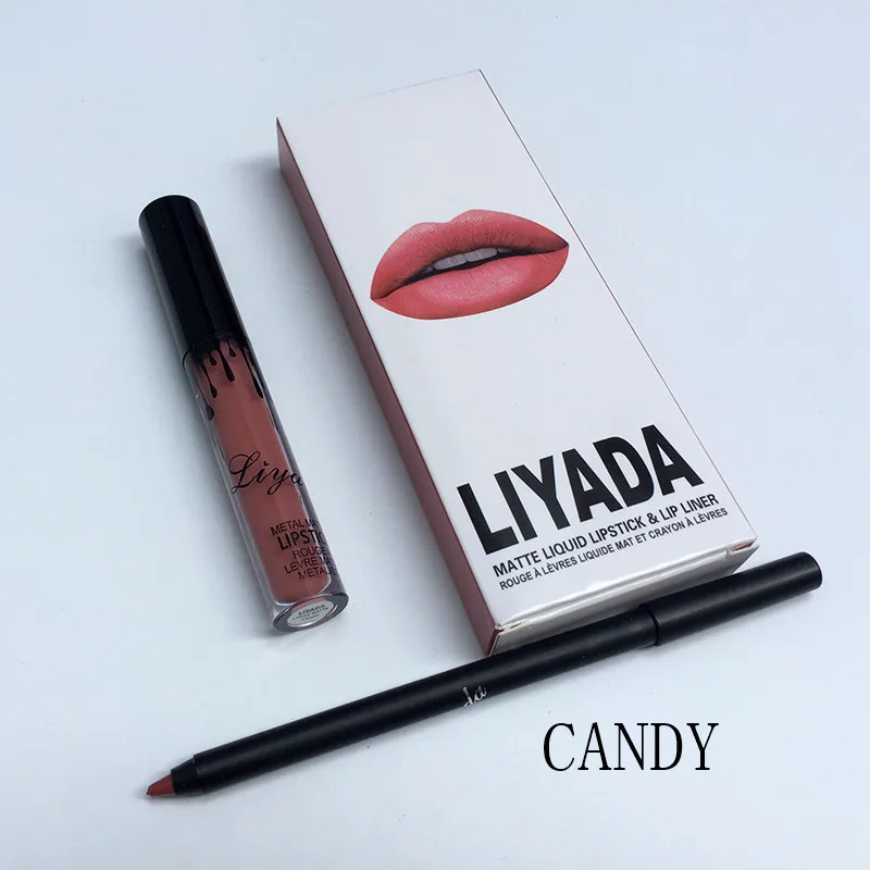 Лидер продаж года liyada Марка жидкая матовая помада комплект Lips Pencil Губы Макияж Lasting Водонепроницаемый Коврики ручка блеск для губ Косметика