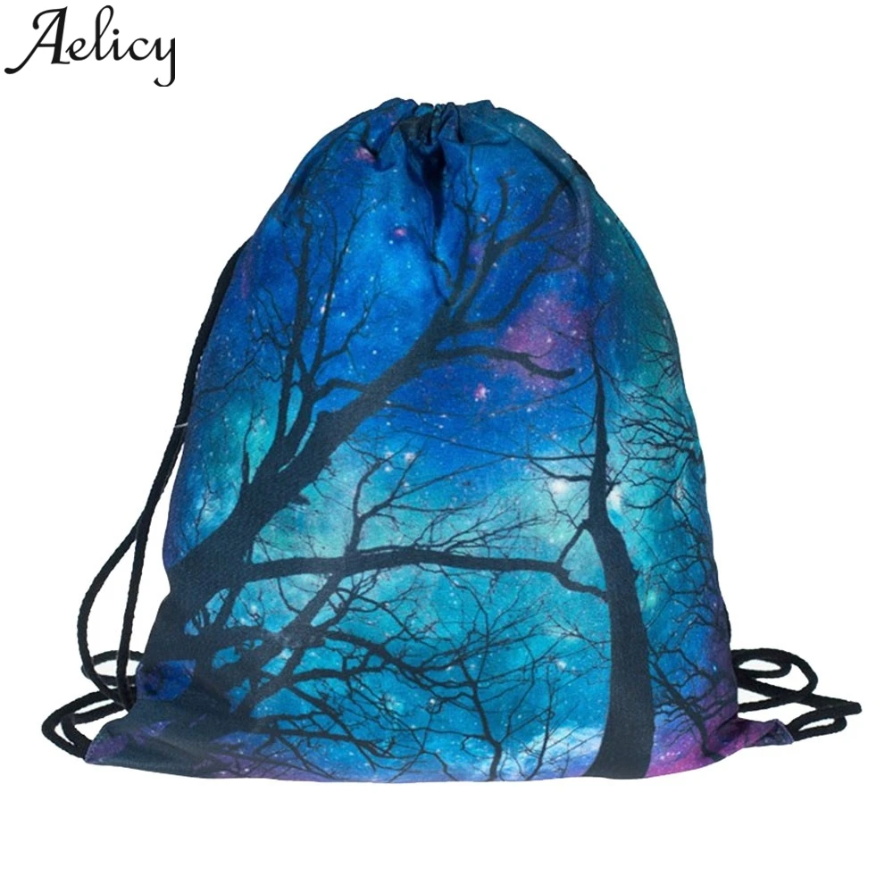 Женский рюкзак на шнурке Aelicy унисекс с 3D Цифровым принтом сумка плечо карманом