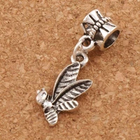 bee metal big hole beads 10 2x29mm 21pcs zinc alloy dangle fit european charm bracelets jewelry diy b963