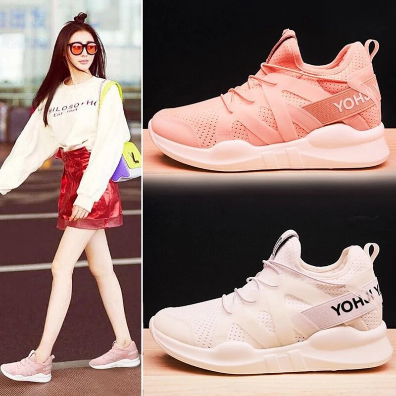 Для женщин кроссовки 2018 Весенняя женская повседневная обувь модные вышитые Обувь с дышащей сеткой на