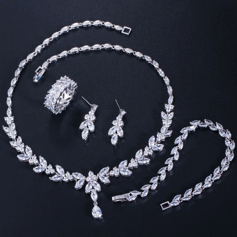 Роскошные свадебные серьги подвески Pera большой цветок ожерелье браслет и кольца