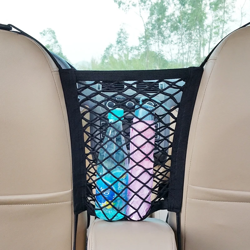 Car Styling Strong Elastic Car Mesh Net Bag Between Car Organizer Seat Back Storage Bag Luggage Holder Pocket Auto Accessories