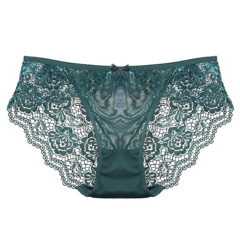 DARK GREEN Прозрачные трусики дамское нижнее белье женское белье кружевные трусики, женское нижнее белье с низкой талией хлопковое нижнее белье - Цвет: DARK GREEN