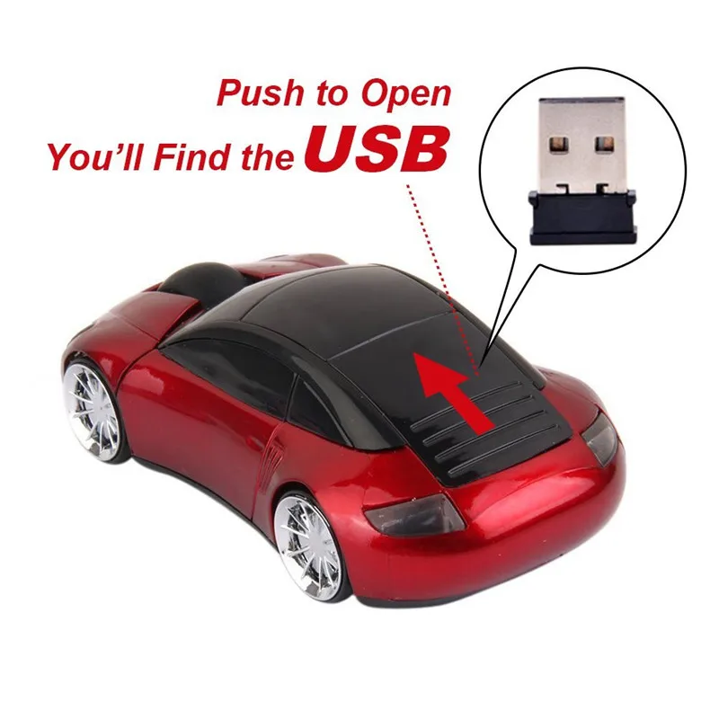 BinFul мини 2,4 ГГц 1600 dpi 10 м беспроводной автомобиль форма красочные USB светодиодный оптическая мышь Мыши для ПК ноутбук