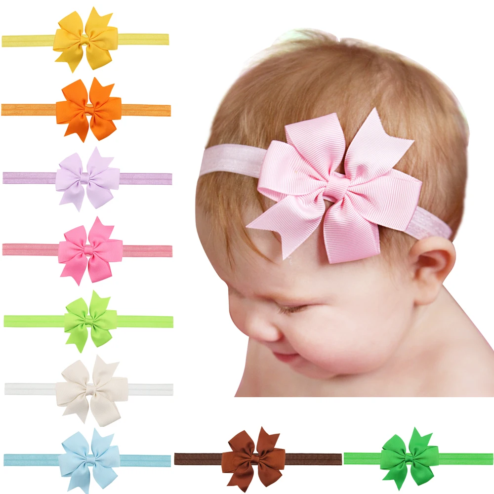 

3inch 8cm solid grosgrain ribbon swallow tail bow headband girl hair accessories boutique kids FOE headband with bows