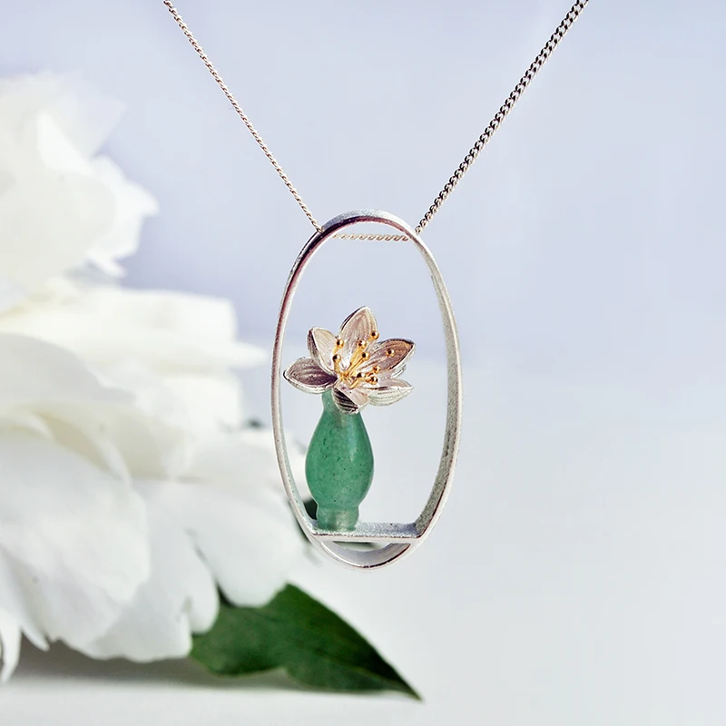 Lotus весело момент Настоящее стерлингового серебра 925 Натуральный камень творческий ручной Модные украшения лотоса шепчет комплект ювелирных изделий для Для женщин