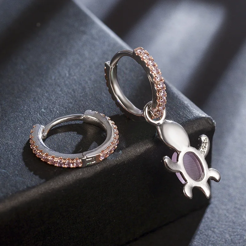 Известный Новый дизайн розовые циркониевые детские серьги с дизайном Черепаха