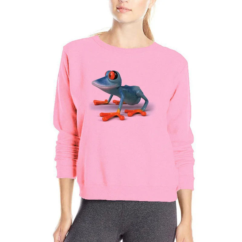 Женская хлопковая толстовка с капюшоном 3D-принтом лягушки | одежда