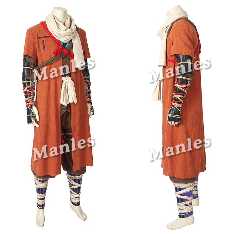 Игра Sekiro Shadows Die Twice Costume однорукий волк cosplay Coat кожаные ботинки реквизит Хэллоуин Карнавальный наряд на заказ