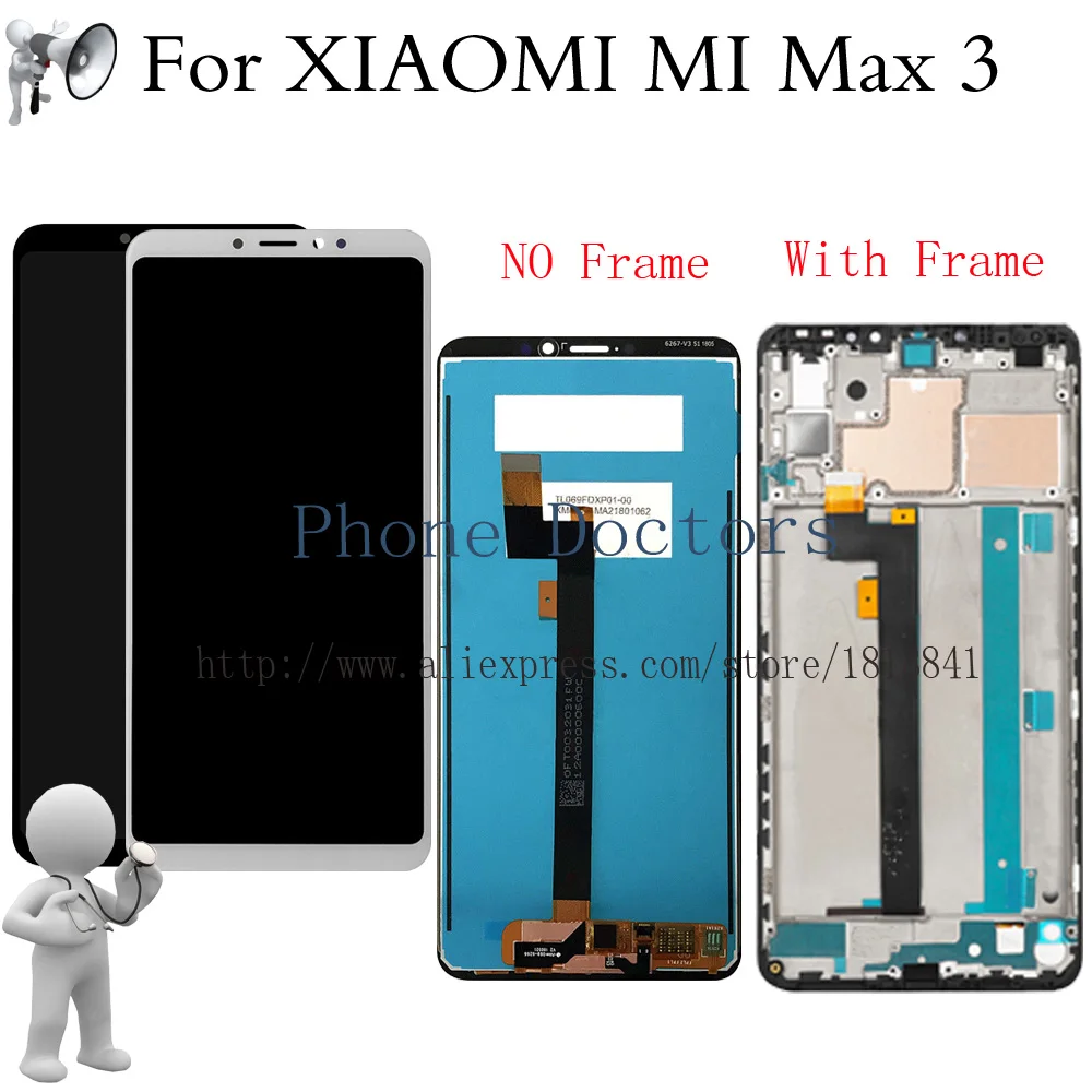 6.9'' LCD Display For XIAOMI MI Max 3 + Touch Screen Digitizer Assembly Xiaomi Max3 with Frame | Мобильные телефоны и