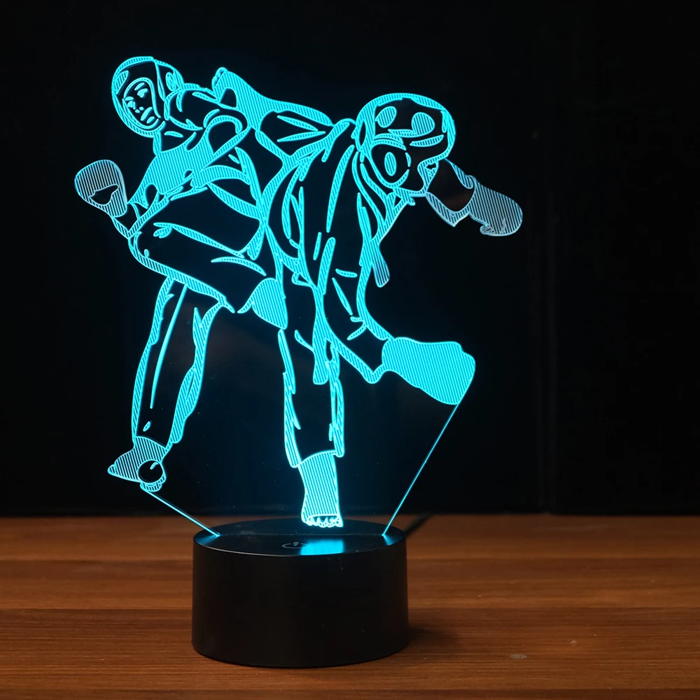 Тхэквондо 7 меняющихся цветов 3d иллюзия ночник светодиодный лампа для