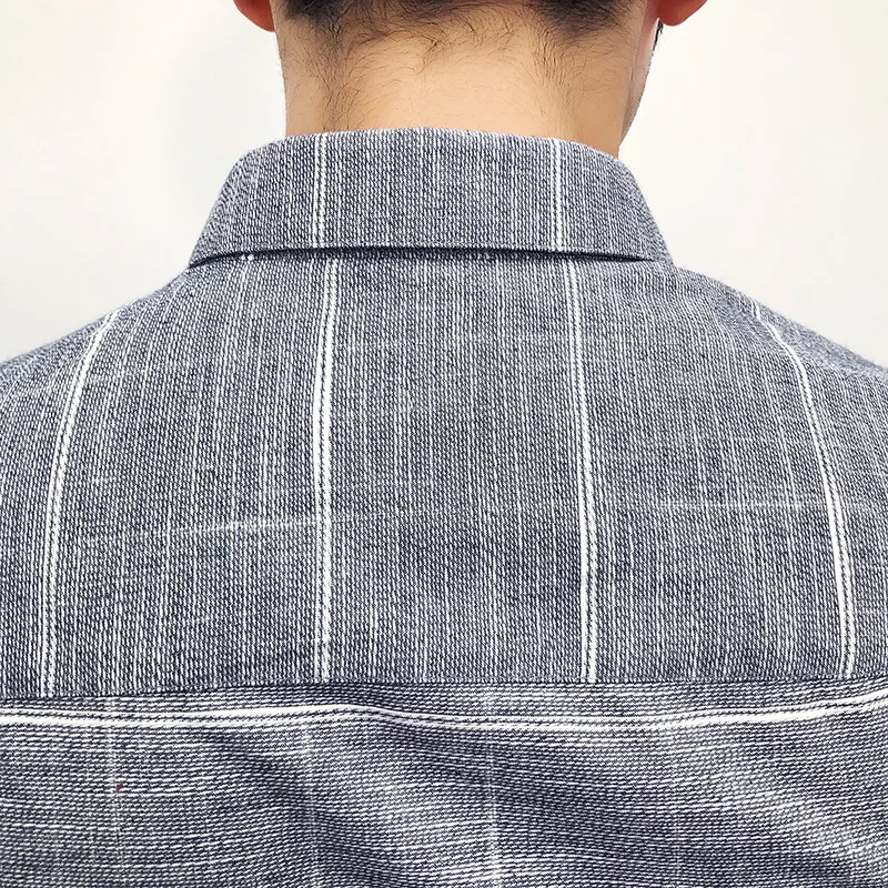 Мужская приталенная рубашка в клетку из 100% хлопка Повседневная деловая с длинным