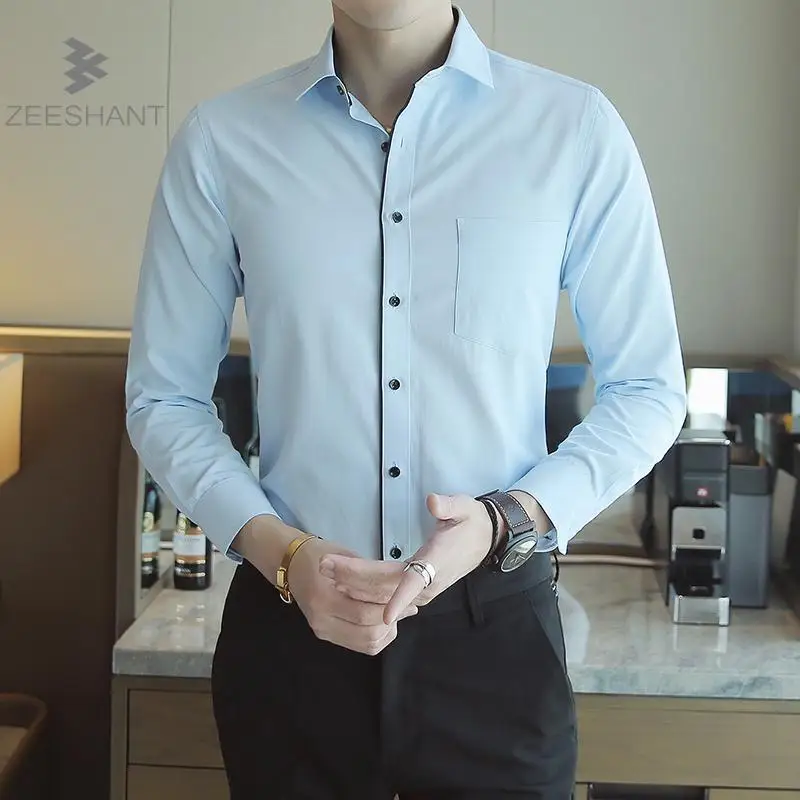 2018 Высокое качество классические твил Бизнес Для Мужчин's Рубашки для