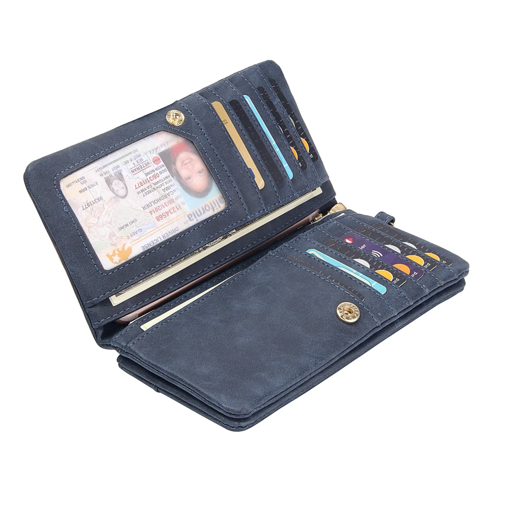 Elegant Wallet for Women with Wristlet Matter Leather Long Wallets Ladies Clutch Purse Multi Credit Card Holder Zipper Phone Bag | Багаж и