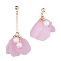 farlena jewelry fashion simulated pearl asymmetry drop earrings beautiful petal earrings for women girls gift