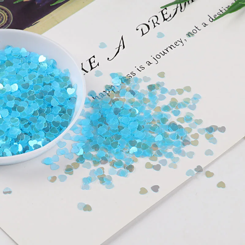 Light Blue 10 г/лот 3 мм Сердце ногтей блестками Кристалл Блеск Lentejuelas для ногтей художественных промыслов, свадьба Decro конфетти, слизь DIY аксессуары - Цвет: Light Blue