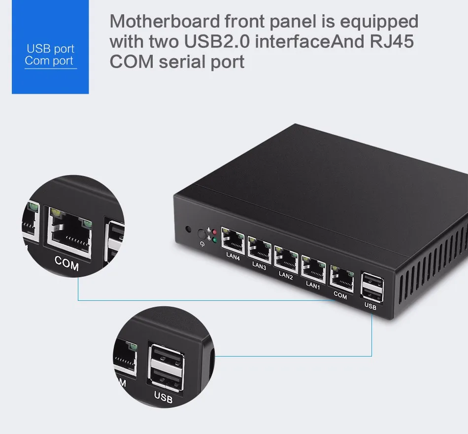 HLY мини-ПК Intel Celeron J1900 Четырехъядерный 4* гигабитный Ethernet LAN мини-компьютер Celeron J1800 безвентиляторный ПК Pfsense брандмауэр маршрутизатор