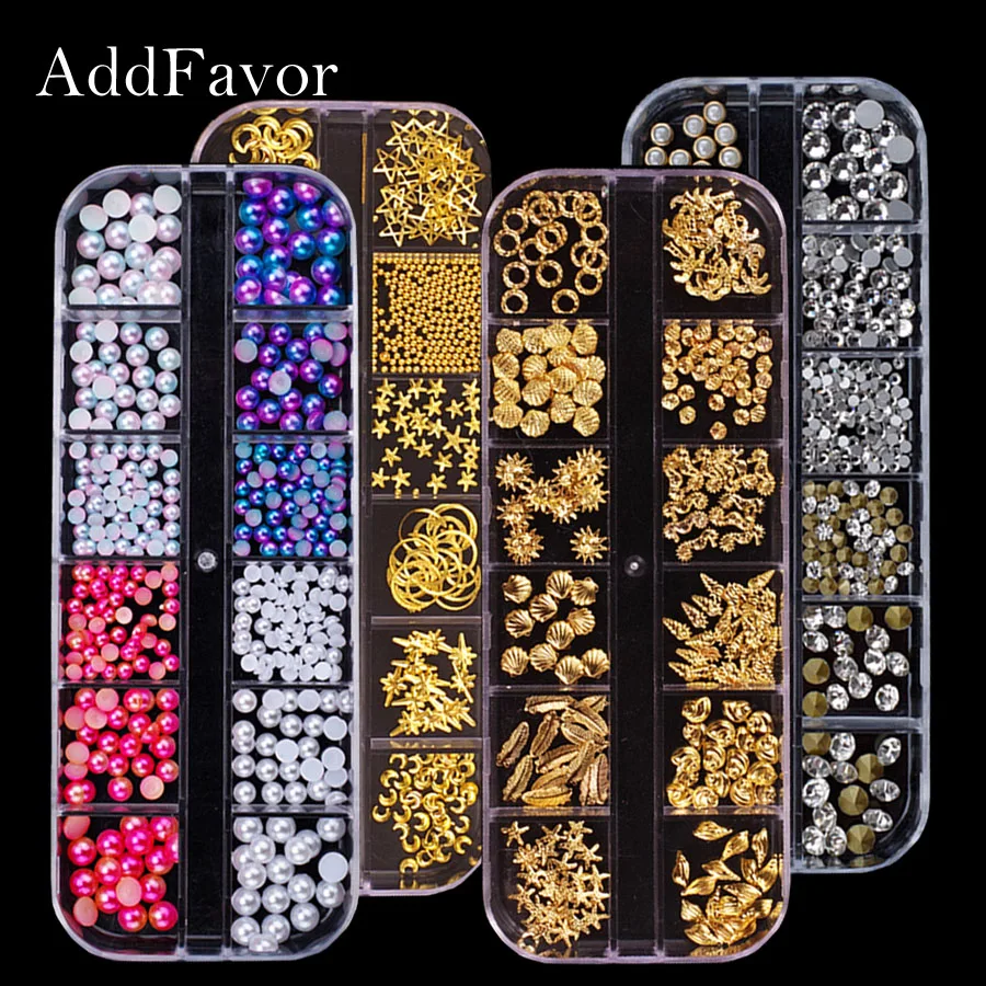 Addfavor Стразы для дизайна ногтей блестки шпильки жемчужные бусины стразы