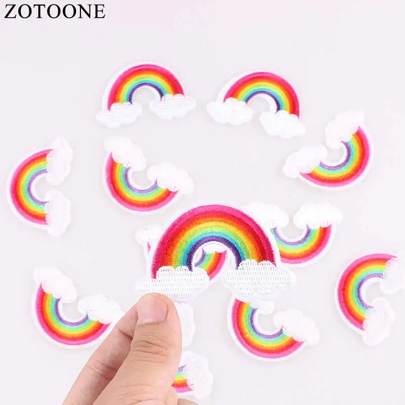 Недорогие милые радужные нашивки ZOTOONE оптовая продажа вышитые с аппликацией