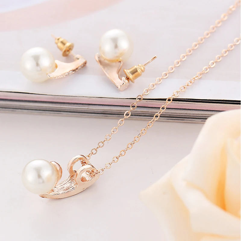 Модные Элегантные Ювелирные наборы из искусственного жемчуга блестящие стразы