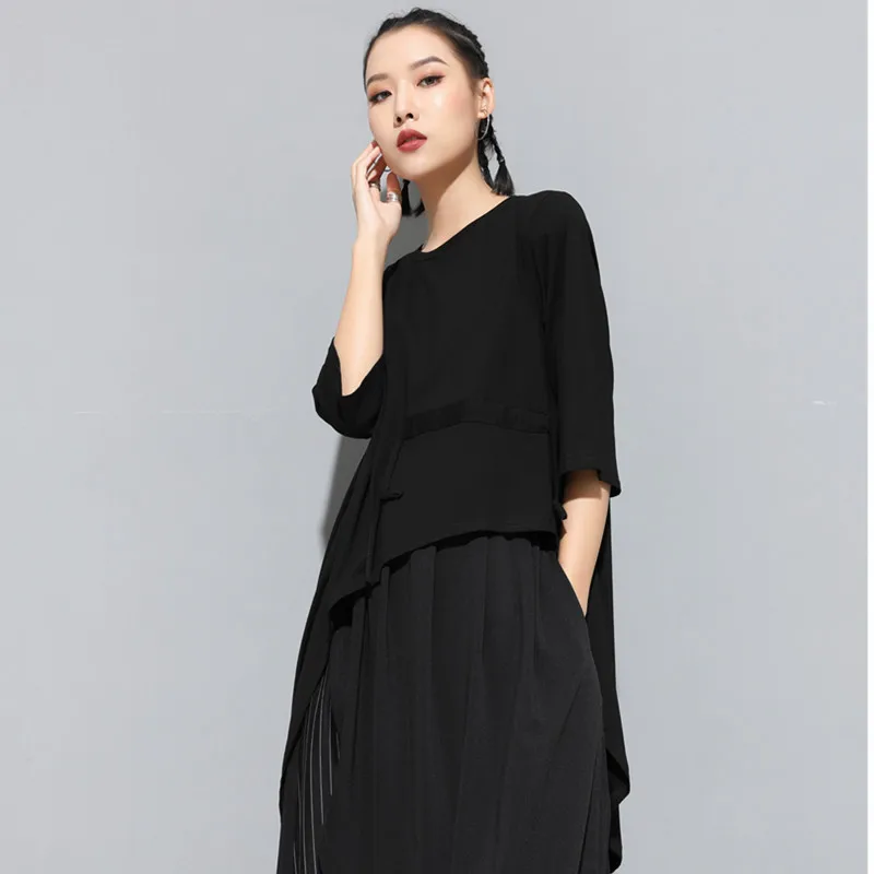 Женская футболка с круглым вырезом свободного покроя большого размера|Футболки|