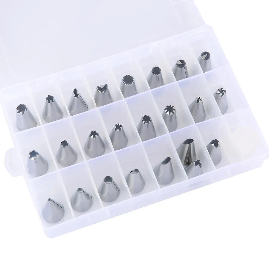 24pcs Nozzle Set 38 шт./компл. для России и Бразилии Кондитерская Кондитерские инструменты для украшения инвентаризации Кондитерские мешки насадки для крема - Цвет: 24pcs Nozzle Set