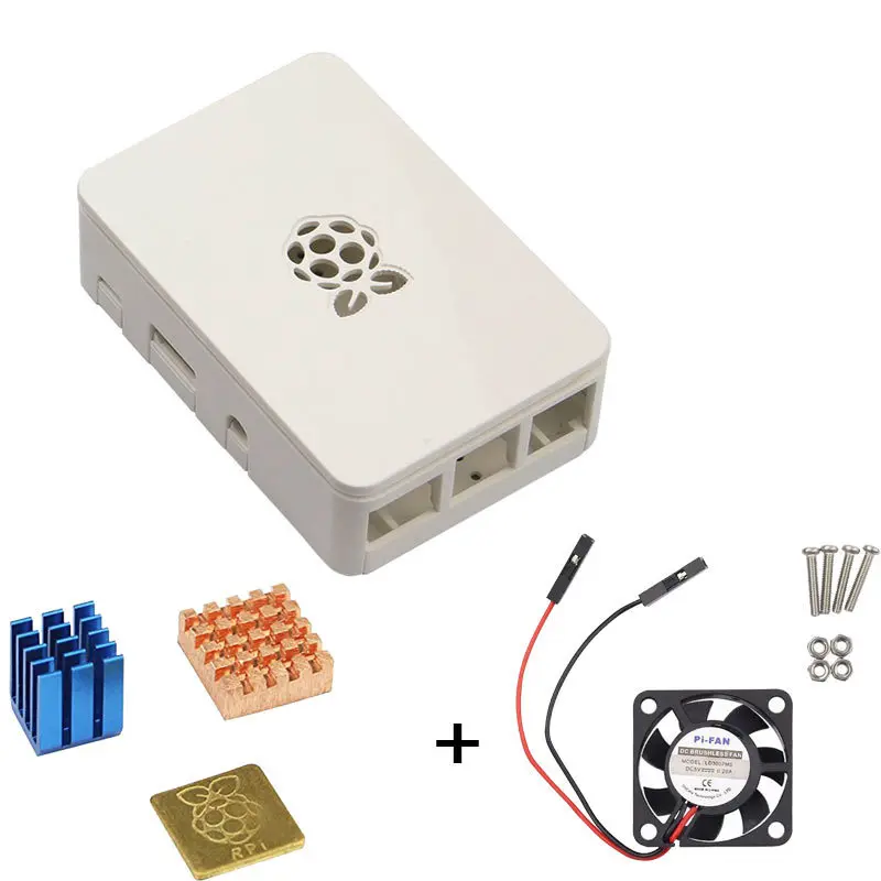 Для Raspberry Pi 3 Model B+ Plus, Pi 3/2 Черный Белый защитный чехол Крышка корпуса с алюминиевым радиатором охлаждающий вентилятор - Цвет: as picture