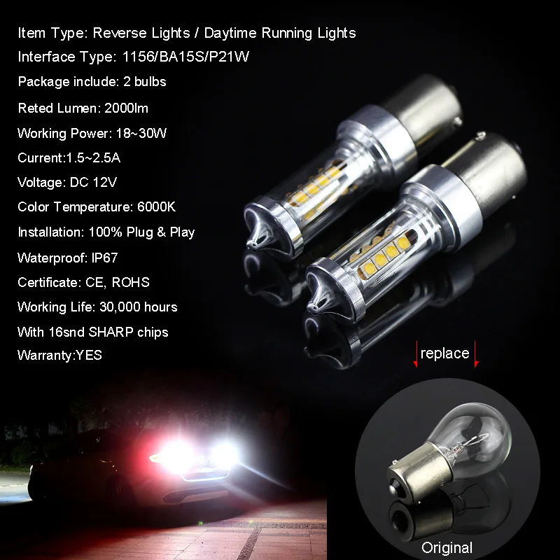 Светодиодная лампа CanBus No Error 1156 ba15s P21W дневные ходовые огни для Volkswagen MK6 Jetta S25 7506 DRL