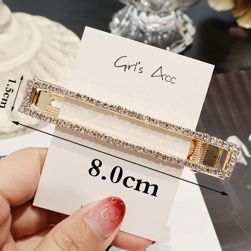 rectangle 8cm gold Шикарные заколки для волос с кристаллами золотого и серебряного цвета, ювелирные изделия для волос, стразы заколки невидимки для волос, заколка, инструменты для укладки, аксессуары - Окраска металла: rectangle 8cm gold