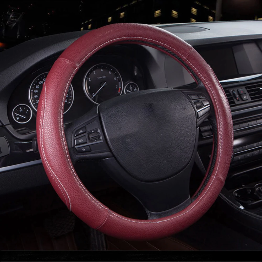 Top quality Faux leather car steering wheel cover hot fashion line elegant luxury covers38CM universal decoration | Автомобили и