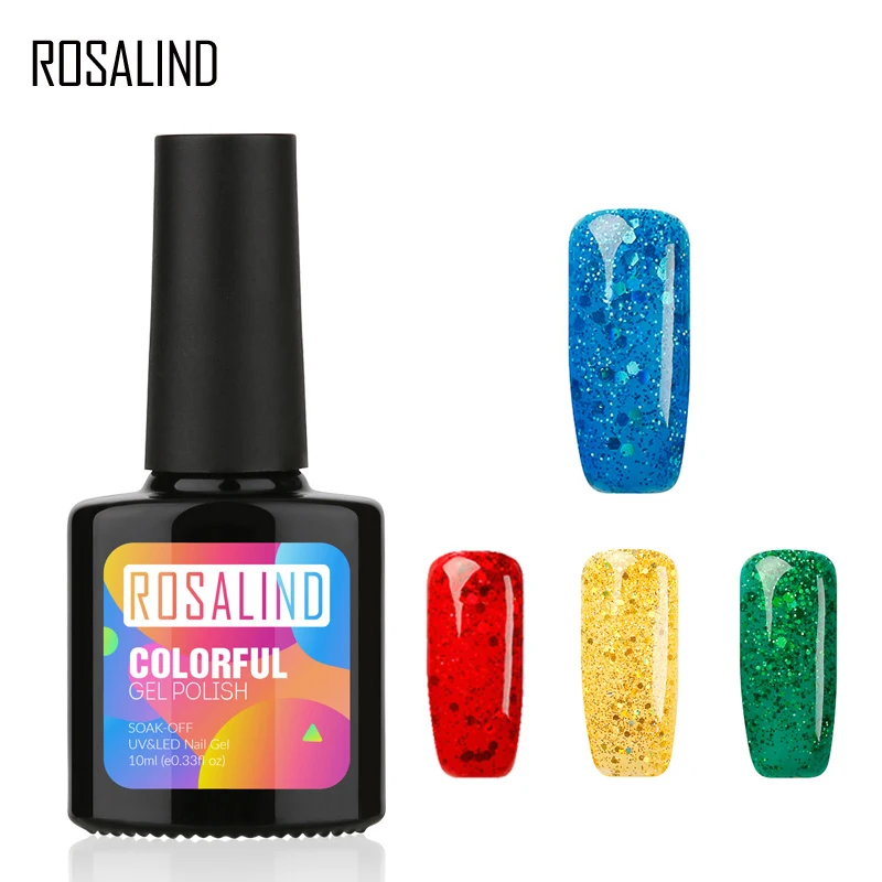ROSALIND гель 1 S Желтый Алмазный цвет блеск лак для ногтей УФ Led удаляющийся