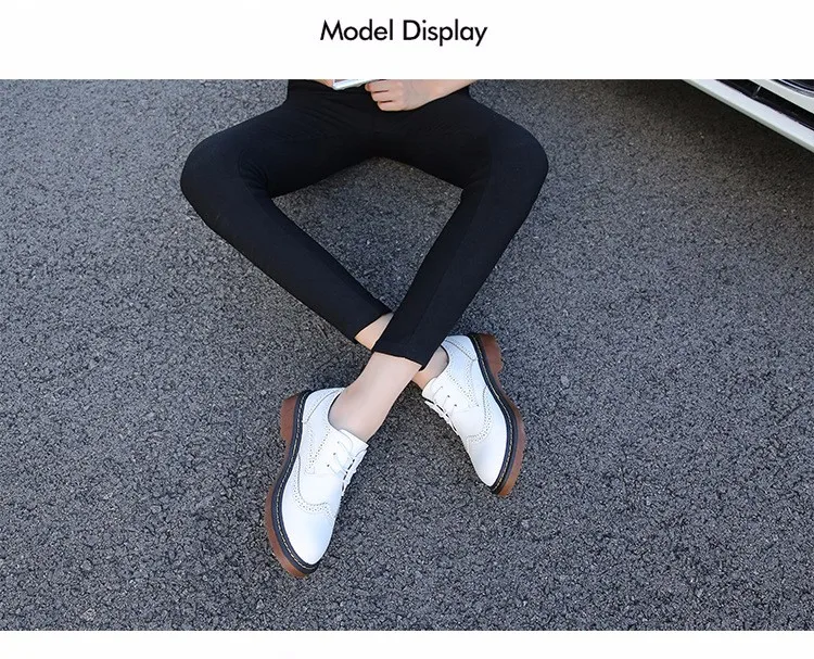 Zapatos mujer; женская обувь на плоской подошве размера плюс; Качественная кожаная обувь с перфорацией типа «броги»; женские оксфорды на шнуровке; обувь в стиле Дерби на толстой резиновой подошве; размеры 34-43