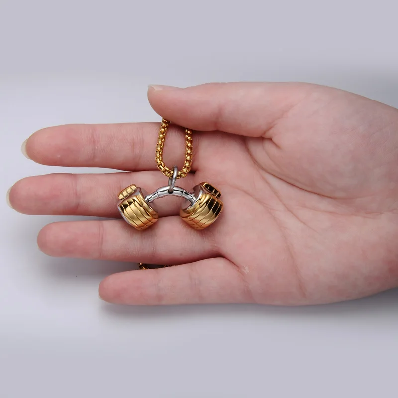 US7 панк прохладный фитнес штанга Подвески гантели и ожерелья для мужчин