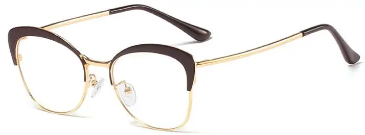 C9 brown clear Роскошная оправа для очков кошачий глаз женские очки металлические полупрозрачные винтажные очки для мужчин и женщин оправа для очков - Цвет оправы: C9 brown clear