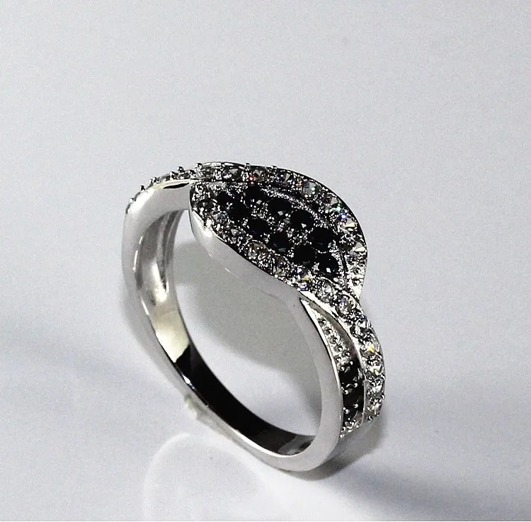 2016 обручальное кольцо на палец элегантные серебряные черные кольца с камнем для