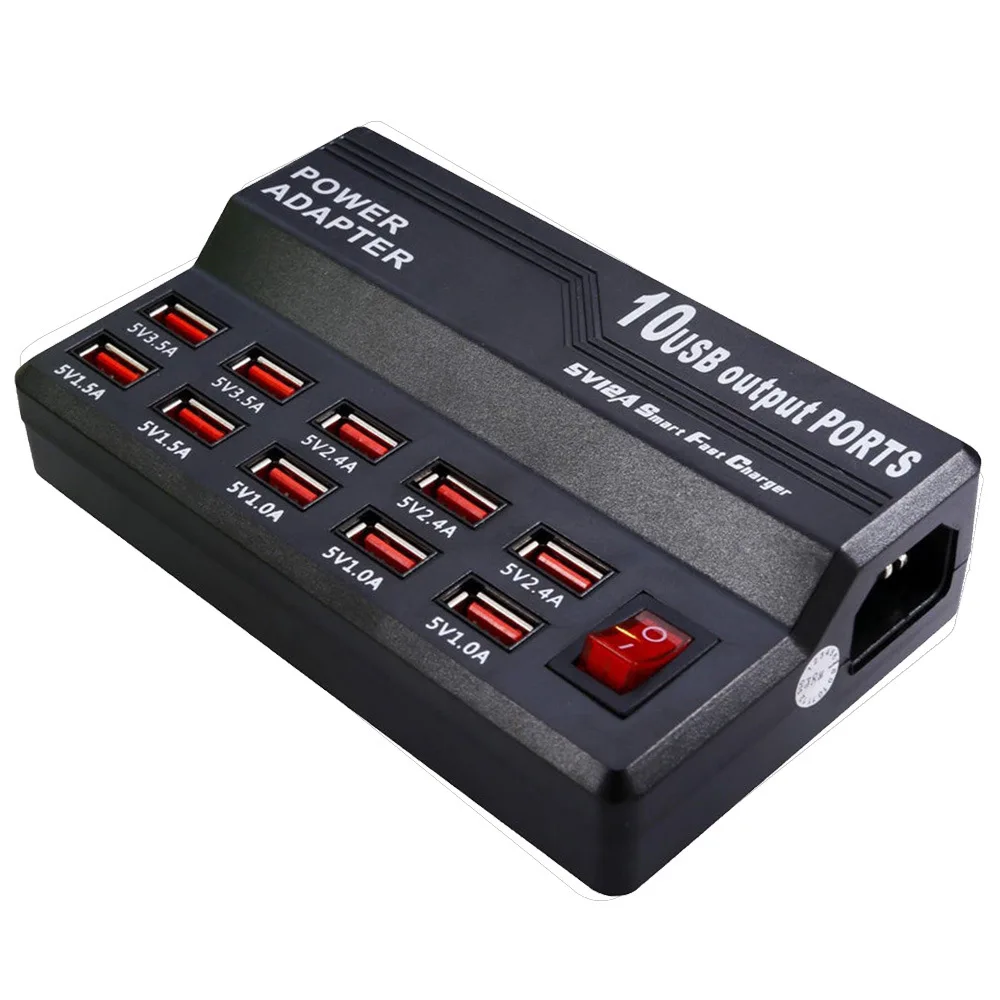 New 5V12A 10 Port Charging Station Multipe USB Desktop Rapid Charger for Smart Phone Tablet PC iPhone 7 6 6plus 5 iPad | Мобильные